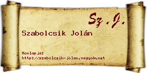 Szabolcsik Jolán névjegykártya
