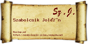Szabolcsik Jolán névjegykártya